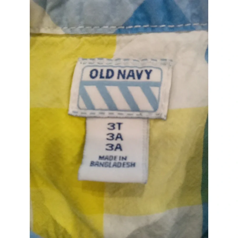 Old Navy Toddler 3T Snap Up Plaid‎ Blue & Yellow Shirt Long Sleeve Western